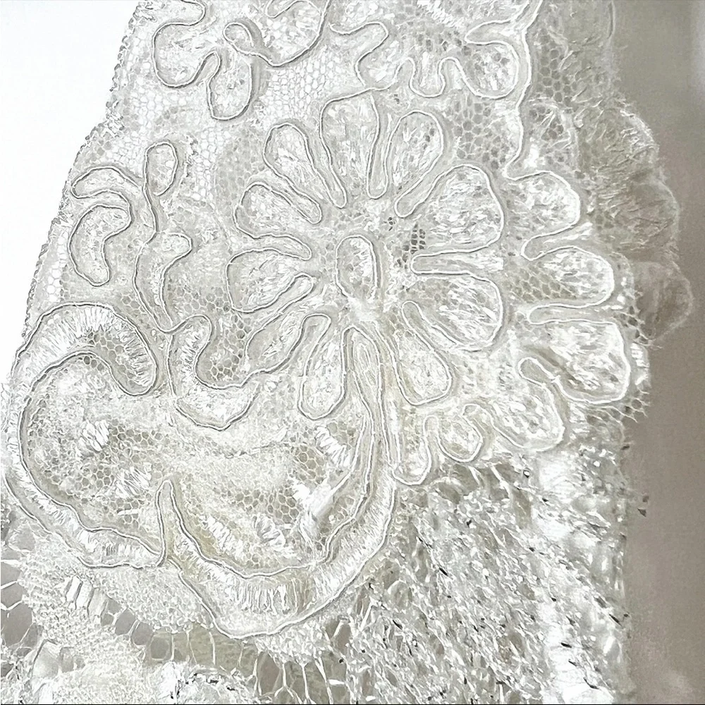 FREE PEOPLE 90s Metallic Detail Floral Lace Sleeveless Y2K Bodycon Mini‎ Dress S
